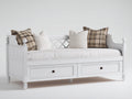 Schlafsofa aus Holz und Holzwerkstoff 205 x 100 x 95 cm - Weiß - Landhausstil mit 2 Schubladen und Stauraum