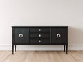 Dielenschränke aus Holzwerkstoff 140 x 40 x 80 cm - Schwarz - Klassischer Flurschrank mit 2 Türen und 3 Schubladen