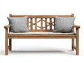 Gartenbank aus Massivholz 140 x 60 x 90 cm - Naturbraun - 2-Sitzer mit Zierstreben im Landhausstil