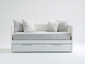 Schlafsofa aus Holz 205 x 98 x 88 cm - Weiß - 2 Schubladen für Gästezimmer im modernen Landhausstil