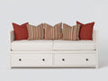 Schlafsofa aus Holzwerkstoff mit Stoffpolster 210 x 98 x 90 cm - Weiß - Landhausdesign mit 2 Schubladen