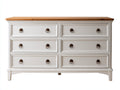 Kommode mit Schubladen aus Holzwerkstoff 150 x 45 x 90 cm - Weiß und Naturholz - 6 Schubladen im Landhausstil