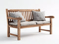Gartenbank aus Massivholz mit Sitzpolstern 155 x 65 x 90 cm - Naturbraun und Grau - Rustikales Design mit Rückenlehne und Armlehnen