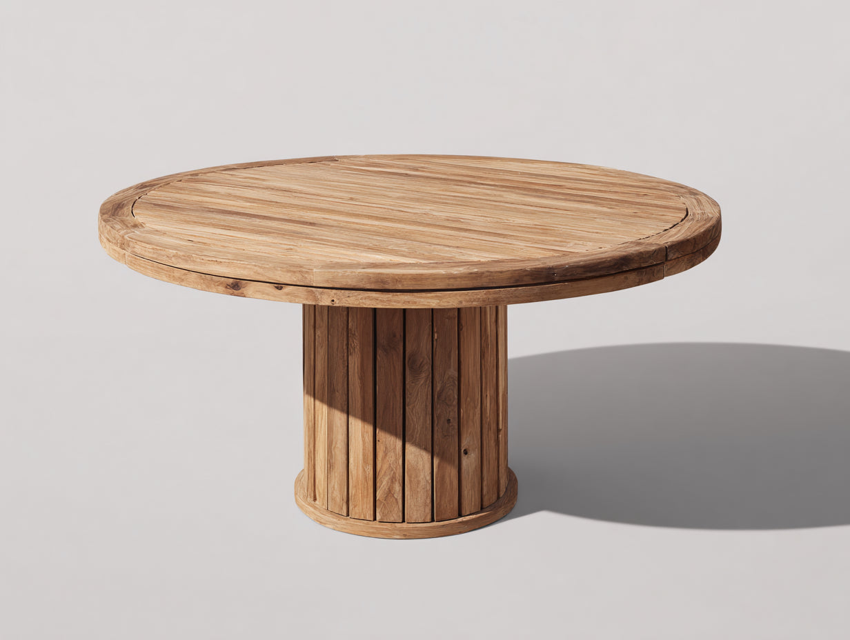 Gartentisch Holz 120 x 120 x 75 cm - Braun - Rundes modernes Design für Garten Terrasse und Außenbereich