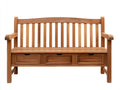 Gartenbank aus Holz 150 x 60 x 90 cm - Naturbraun - Klassisches Design mit Rückenlehne Armlehnen und 3 Schubladen