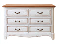 Kommode mit Schubladen aus Holz 110 x 42 x 82 cm - Weiß und Natur - 6 Schubladen für Schlafzimmer und Flur im Landhausstil