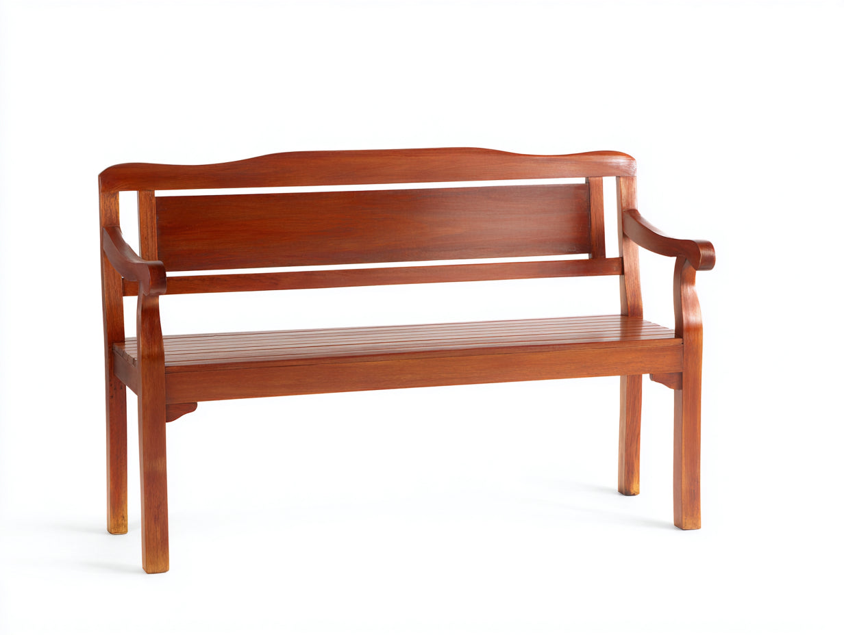 Gartenbank aus Massivholz 150 x 58 x 88 cm - Braun - 2-Sitzer für Garten und Terrasse im klassischen Stil