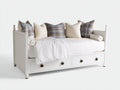 Schlafsofa aus Holzwerkstoff mit Stoffpolster 212 x 100 x 96 cm - Weiß - Klassisches Design mit 2 Schubladen