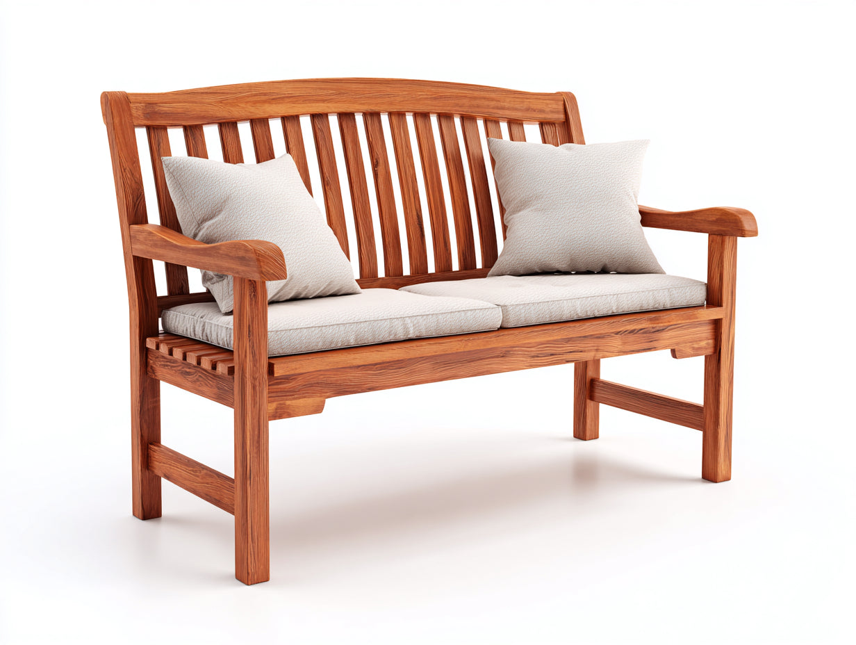Gartenbank aus Massivholz 130 x 62 x 92 cm - Rotbraun - 2-Sitzer mit geschwungener Rückenlehne