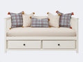 Schlafsofa aus Massivholz 200 x 100 x 95 cm für Gästezimmer und Wohnzimmer - Weiß - Landhausstil mit 2 Schubladen