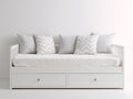 Schlafsofa aus Holzwerkstoff 205 x 90 x 85 cm - Weiß - mit 2 Schubladen im skandinavischen Stil