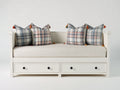Schlafsofa aus Holzwerkstoff 205 x 95 x 90 cm - Weiß - mit 2 Schubladen im klassischen Landhausstil